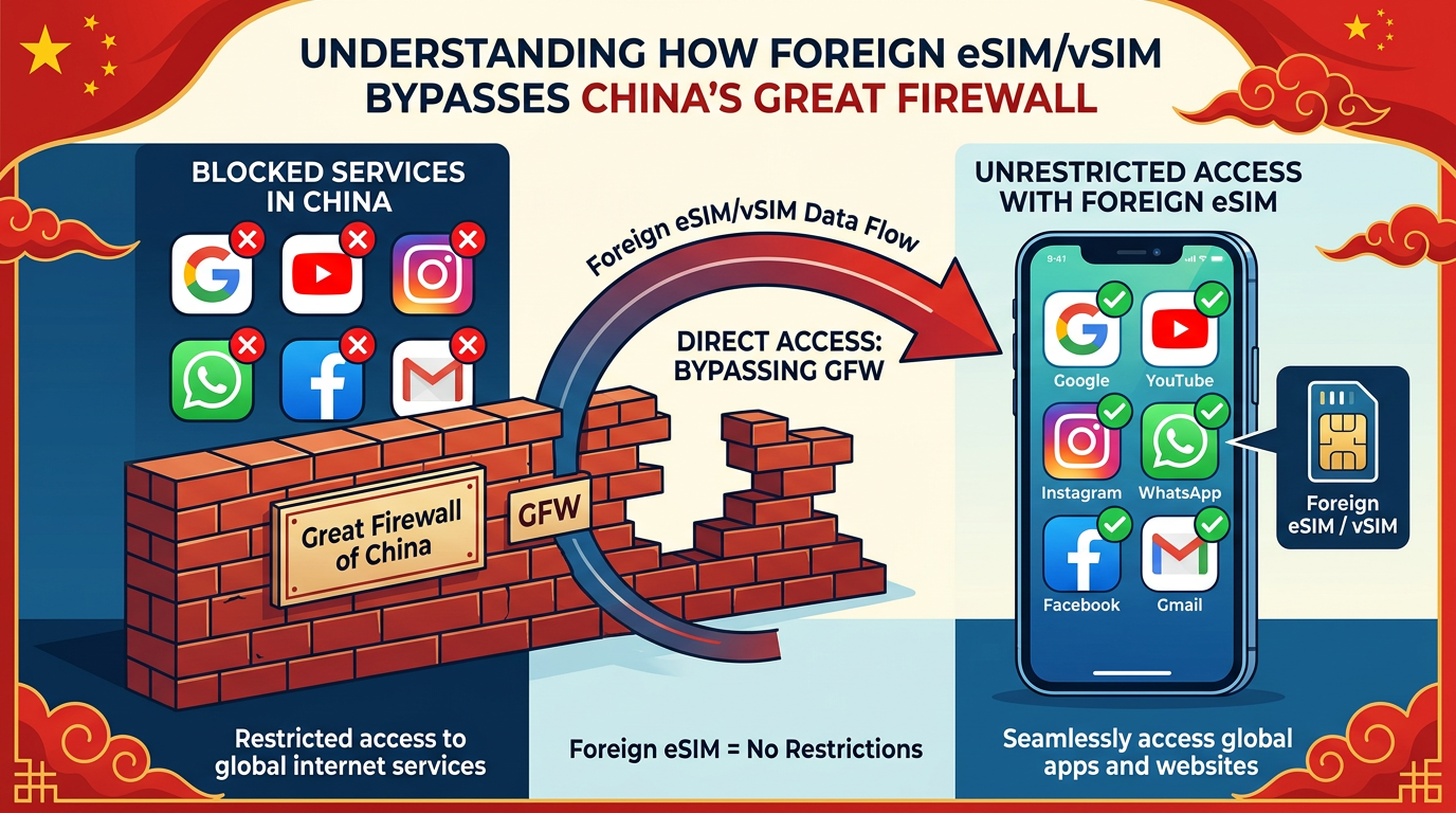 해외 eSIM/vSIM으로 만리방화벽 우회하기