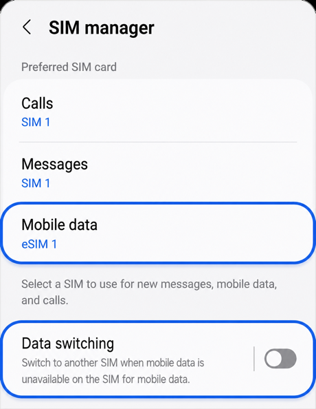 Mobile data = eSIM