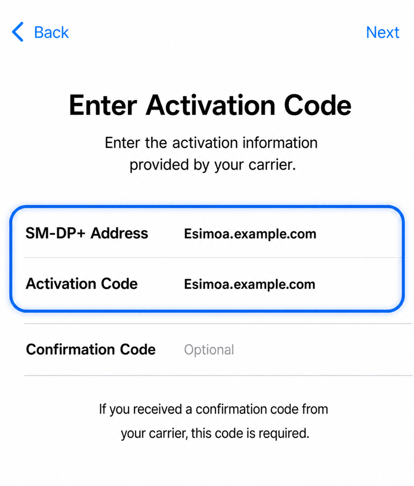 Enter info