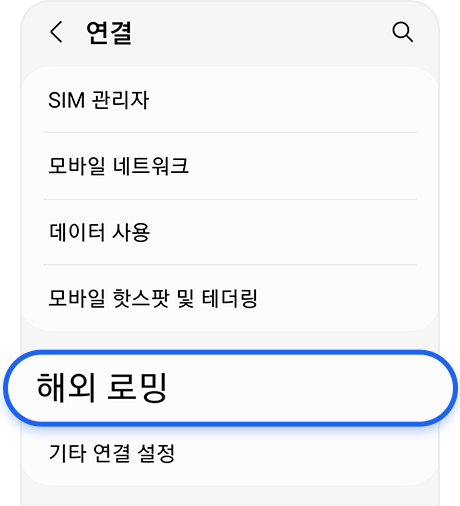 연결 > 로밍
