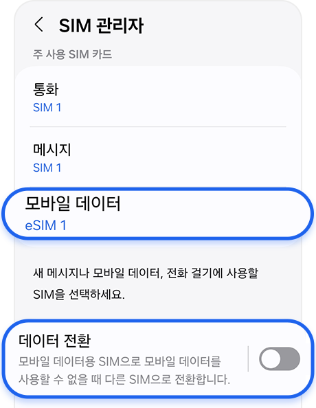 모바일 데이터 = eSIM
