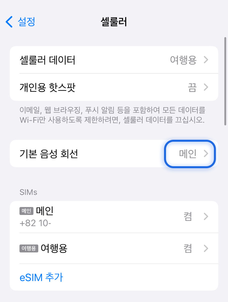 음성 회선 = 메인
